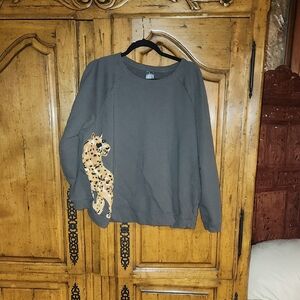 Anthroplogie Cheetah Sweatshirt Green 2x Gently Used